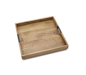 Bandeja de madera multiusos de gran capacidad para servir platos, vasos, tazones y cubiertos de forma segura. - Product Image 1