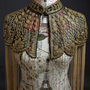 เครื่องประดับร่างกายหรูหราสำหรับผู้หญิง ชุบเงิน ประดับลูกปัด คอเสื้อแบบคอกลม ผ้าโพลีเอสเตอร์/คอตตอน ระบายอากาศได้ดี เหมาะสำหรับฤดูร้อน - Product Image 1