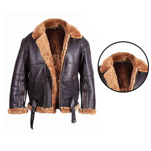 Elegant Casual Unisex <b>Fur</b> Leather Bomber <b>Jacket</b> Hooded Corduroy Washed Zipper OEM Service Stylish Soft Comfortable Warm <b>Lined</b> - Product Image 2