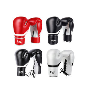 Gants de boxe en cuir noir et jaune, à lacets, pour adultes, pour l'entraînement - Product Image 3