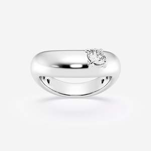 Women's White Gold Round Brilliant Cut Diamond Engagement Ring Prong Setting Minimalist Style - Product Image 5