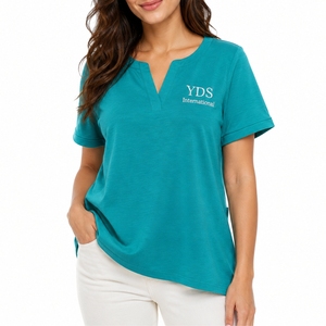Custom Women's V-Neck Cotton Plus Size <b>Shirt</b> Soft Comfort Fit Custom Made Casual Summer Breathable Eco-friendly Premium Quality - Product Image 1