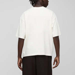 Camisetas de Verano para Hombre al por Mayor, Color Blanco Sólido, Tejido de Algodón Transpirable, Corte Holgado, Hombros Caídos, Estilo Casual - Product Image 2