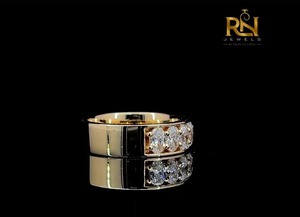 Heavy Wide Oval Lab Grown Diamond Wedding <b>Ring</b> Solid Gold <b>Thick</b> Statement Band Men Women OEM ODM Wholesale B2B Supply - Product Image 4