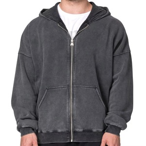 Hoodie oversize à fermeture éclair, effet délavé, pour homme, fabrication professionnelle, nouvelle collection, vente flash, streetwear, hoodies délavés pour homme - Product Image 4