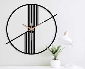 Grande horloge murale en noir et argent, finition pour décoration, vente en gros, - Product Image 3