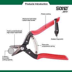 Tijeras de podar industriales SONO J51V de uso ligero con cuchillas de acero al carbono duraderas, acabado negro, mangos metálicos y empuñaduras de PVC OEM - Product Image 2