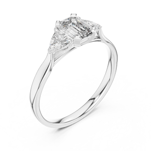 Anillo de Compromiso de Tres Piedras con Moissanita Corte Esmeralda, Plata de Ley 925, Anillo de Boda con Piedra Lateral Trillón para Mujer - Product Image 2