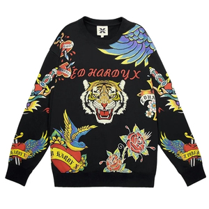 เสื้อสเวตเชิ้ตสตรีทแวร์สุดหรูสำหรับฤดูหนาว พิมพ์ลายด้านหน้า ผ้าหนา เป็นมิตรกับสิ่งแวดล้อม ทรงปกติ ใส่ได้ทั้งชายและหญิง สไตล์ลำลอง คอกลม - Product Image 1