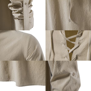 Chemises Ghillie Kilt, Costume Médiéval Renaissance Pirate, Chemise Henley à Manches Longues et Lacets, Chemise Kilt Jacobite Traditionnelle - Product Image 4