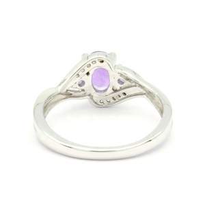 Bague classique en or blanc améthyste SP avec 3 pierres taillées brillantes 18K 14K 9K Big Look anniversaire cadeau de fiançailles pour femme - Product Image 6