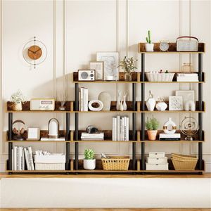 Libreria Aperta a 5 Ripiani Marrone Rustico con Gambe Rialzate, Espositore Anti-Ribaltamento per Casa o Ufficio - Product Image 4