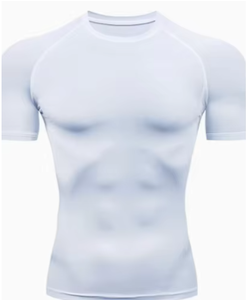 Men's <b>White</b> Regular Sleeve Compression <b>Shirt</b> <b>Slim</b> <b>Fit</b> Quick Dry Casual O-Neck Knitted Spandex/Polyester Anti-Pilling 300g TRIBON - Product Image 1