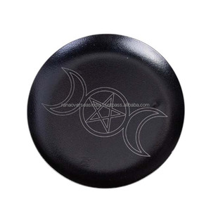 Placa de ofrenda de hierro fundido Premium de alta demanda, motivo de Triple Luna y Pentáculo para Brujas, vela difuminadora de Altar, uso de Yoga de cristal - Product Image 2