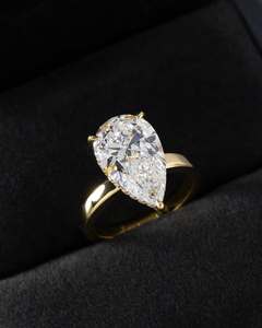 Luxury Women 925 Sterling Silver Pear Cut Ring Engagement Wedding Iced Out Diamond Rings Jewelry Wholesale - Product Image 4