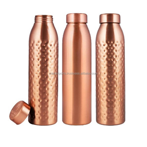 Solid copper water bottle built with <b>strong</b> cap for reliable water storage during travel and work - Product Image 2