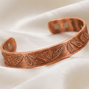 Pulsera Magnética de Cobre con Diseño de Hoja de Helecho, Brazalete Abierto, Joyería Metálica de Moda, Diseño Abierto, Detalles Exquisitos - Product Image 3