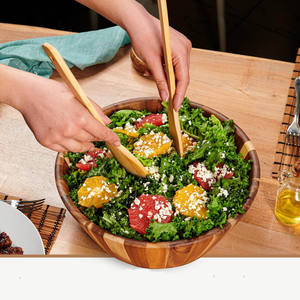 Bol à fruits en bois d'acacia massif pour table à manger comptoir de cuisine décoratif en bois, décor à la maison moderne plateau de centre de table - Product Image 4