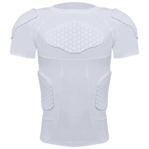 Men's <b>Padded</b> Compression Shirt Short Sleeve Crew <b>Neck</b> Moisture Wicking Breathable Quick Dry American Football Protective Jersey - Product Image 6