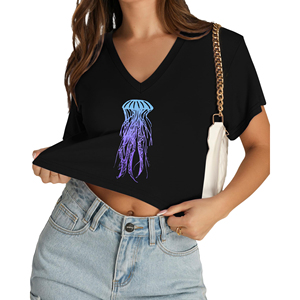 T-shirt court pour femme, personnalisable avec logo et design, impression sérigraphique haute qualité, manches courtes, coton, vêtements de marque. - Product Image 3