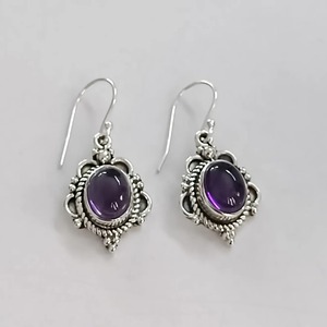 Amethyst 925 Sterling <b>Silver</b> <b>Dangle</b> Drop handmade <b>Earrings</b> - Product Image 6