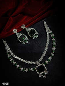 Ensemble de bijoux de mariée en diamant américain classique Collier et boucles d'oreilles en deux pièces pour mariage Style classique à la mode - Product Image 3