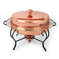 Plats de service ronds en laiton de 6 L pour buffet, de luxe, avec support en fer, pour hôtels et restaurants - Vente en gros