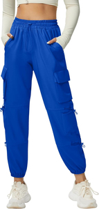 Pantalon cargo beige pour femme, coupe droite, taille haute, respirant, style streetwear décontracté d'été, ample, utilitaire avec poches, OEM - Product Image 5