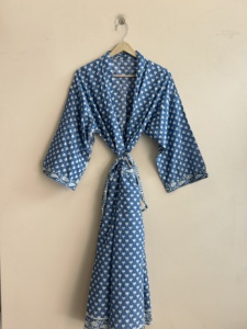 Kimono de Algodón de Manga Larga para Mujer, Estampado, Ropa de Dormir Suave y Transpirable para Verano - Product Image 4
