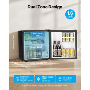 Mini Frigorifero a Porta Singola da 1,6 Cu.Ft ad Alta Efficienza Energetica con Temperatura Regolabile e Ripiano in Metallo, Frigorifero Compatto - Product Image 2