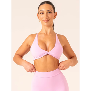 Conjunto de Leggings y Sujetador Deportivo para Mujer, Diseño Personalizado OEM, Color Rosa Caramelo, 2 Piezas, Conjunto a Juego, Nuevo, Transpirable, con Efecto Push-Up - Product Image 4