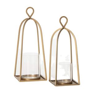 ตะเกียงแก้วโลหะแบบพกพา ทนทาน ทำมือ สไตล์ยุโรปสีทอง สำหรับตกแต่งบ้านและงานแต่งงาน - Product Image 1