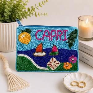 Monedero de Lujo Hecho a Mano con Bordado de Cuentas, Cartera Elegante con Cremallera y Bordado Intrincado de Cuentas - Product Image 1