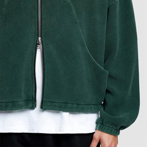 Sweat-shirt à capuche zippé double pour homme, qualité luxe, délavé à l'acide, style streetwear vintage, coupe ample, en velours côtelé, col montant zippé - Product Image 4