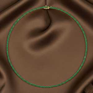 Collar de tenis de oro de 14 quilates con diamantes y esmeraldas de corte brillante, joyería fina y elegante - Product Image 4