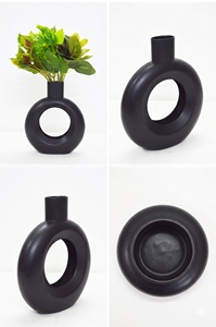 Ensemble de luxe moderne de qualité supérieure de 2 vases à fleurs en métal avec finition en émail Style unique fantaisie pour la décoration de la maison et le désherbage - Product Image 3