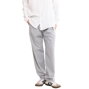 Pantalon plissé formel pour homme en mélange de laine, taille haute, coupe droite, noir et bleu marine, idéal pour l'automne - Product Image 3