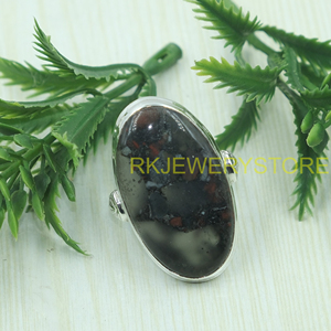 Natural Bloodstone Oval <b>Ring</b> 925 Sterling Silver Handmade <b>Statement</b> <b>Ring</b> Vintage Healing Gemstone Jewelry Gift for Women Men Her - Product Image 3