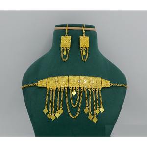 Martasha Designer Arabic Jewelry <b>Set</b> Gold-Plated UAE <b>Jewellery</b> for Ramadan & Eid Special Dubai Necklace & Earring Combo - Product Image 5