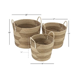 Set of 3 Seagrass <b>Baskets</b> with Handles Handmade <b>Storage</b> <b>Basket</b> Wholesale eco-friendly Made in Vietnam - Product Image 2