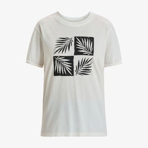 <b>White</b> Short Sleeve O-Neck T-<b>Shirt</b> with Palm Leaf Print <b>Slim</b> <b>Fit</b> Polyester/Cotton Casual Men's Eco-Friendly Breathable Top - Product Image 6