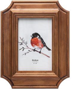 Cadre photo en bois de pin couleur noyer avec verre véritable, vertical et horizontal, pour table ou mur - Product Image 1