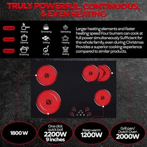 Placa de cocción eléctrica de 4 quemadores de 30 \ "con potencia de 7200W para una cocina eficiente - Product Image 4