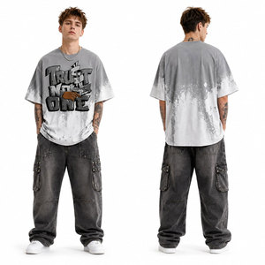 Camiseta Personalizada Extra Grande de 260 g/m², 100% Algodón Lavado con Ácido, Diseño Gráfico Desgastado, Camiseta Extra Grande para Hombre - Product Image 2