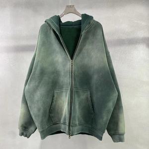 Sweat à capuche surdimensionné de qualité supérieure SunFade 480 GSM, fermeture éclair, aspect vintage lavé, streetwear luxueux, coton épais en tissu éponge - Product Image 2