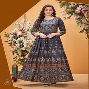 Vestido de boda de rayón con estampado, conjunto de ropa para todas las ocasiones, vestidos indios - Product Image 5