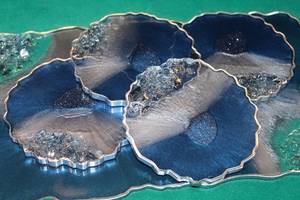 Blue & Silver <b>coaster</b> <b>sets</b> with irregular shapes, geode agate style <b>coasters</b> made resin Housewarming gift - Product Image 3