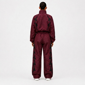 Black Nylon Sports Tracksuit Full <b>Set</b> with Athletic Jacket and Track Pants for Training Fitness Running Workout and Outdoor wear - Product Image 2