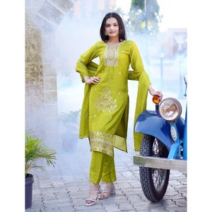 Conjunto de traje de diseñador para mujer con bordado Pent y Dupatta Trabajo bordado elegante - Product Image 1