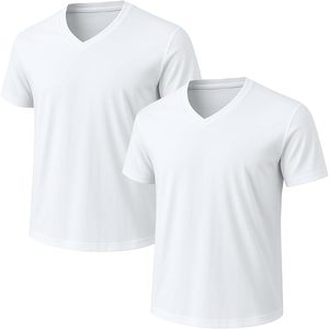 Camiseta de Manga Corta para Hombre, Cuello en V, de Poliéster/Algodón, con Estampado Serigrafiado, Antiarrugas, Ecológica, Transpirable, Ligera y de Secado Rápido - Product Image 3